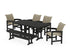 POLYWOOD Coastal Woven 6-Piece Farmhouse Dining Set with Bench with Nautical 37" x 72" Dining Table in Black / Dune Grass