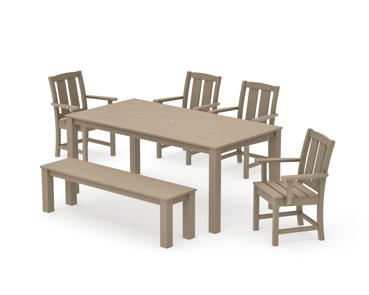 POLYWOOD Mission 6-Piece Parsons Dining Set with Bench in Vintage Sahara