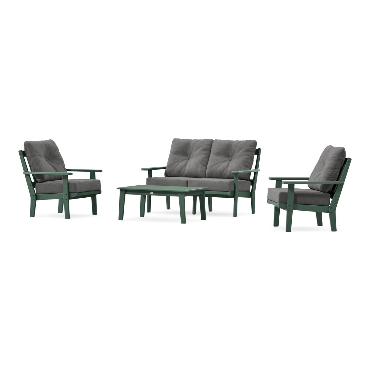 POLYWOOD Oxford 4-Piece Deep Seating Set with Loveseat in Green