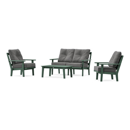 POLYWOOD Oxford 4-Piece Deep Seating Set with Loveseat in Green