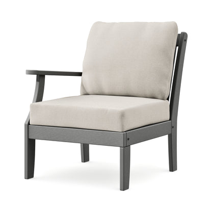POLYWOOD Braxton Modular Left Arm Chair in Slate Grey / Dune Burlap