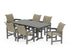 POLYWOOD Coastal Woven Arm Chair 7-Piece Farmhouse Dining Set in Slate Grey / Dune Grass
