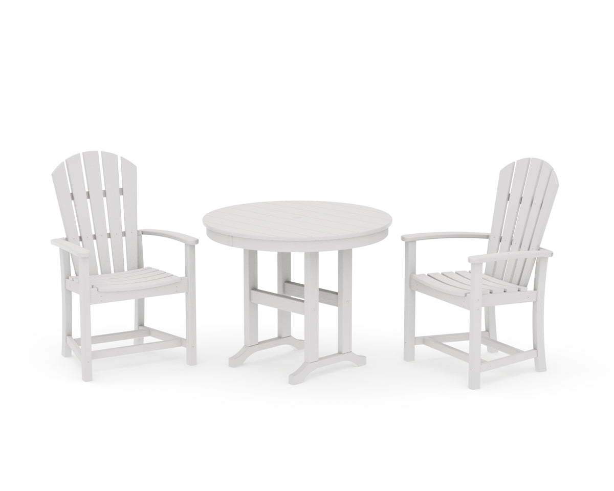 POLYWOOD Palm Coast 3-Piece Round Farmhouse Dining Set in Vintage White