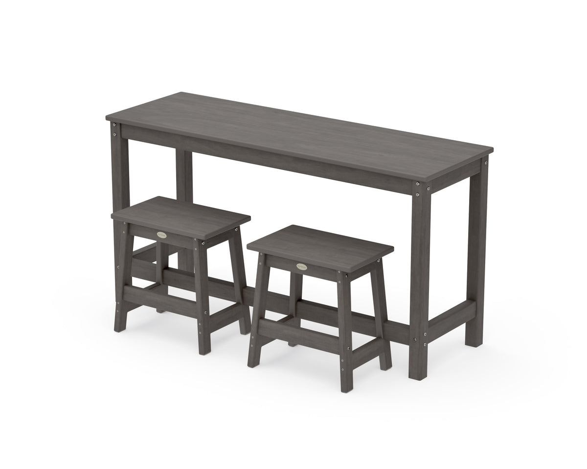 POLYWOOD Modern Studio Stool 3-Piece Balcony Set in Driftwood