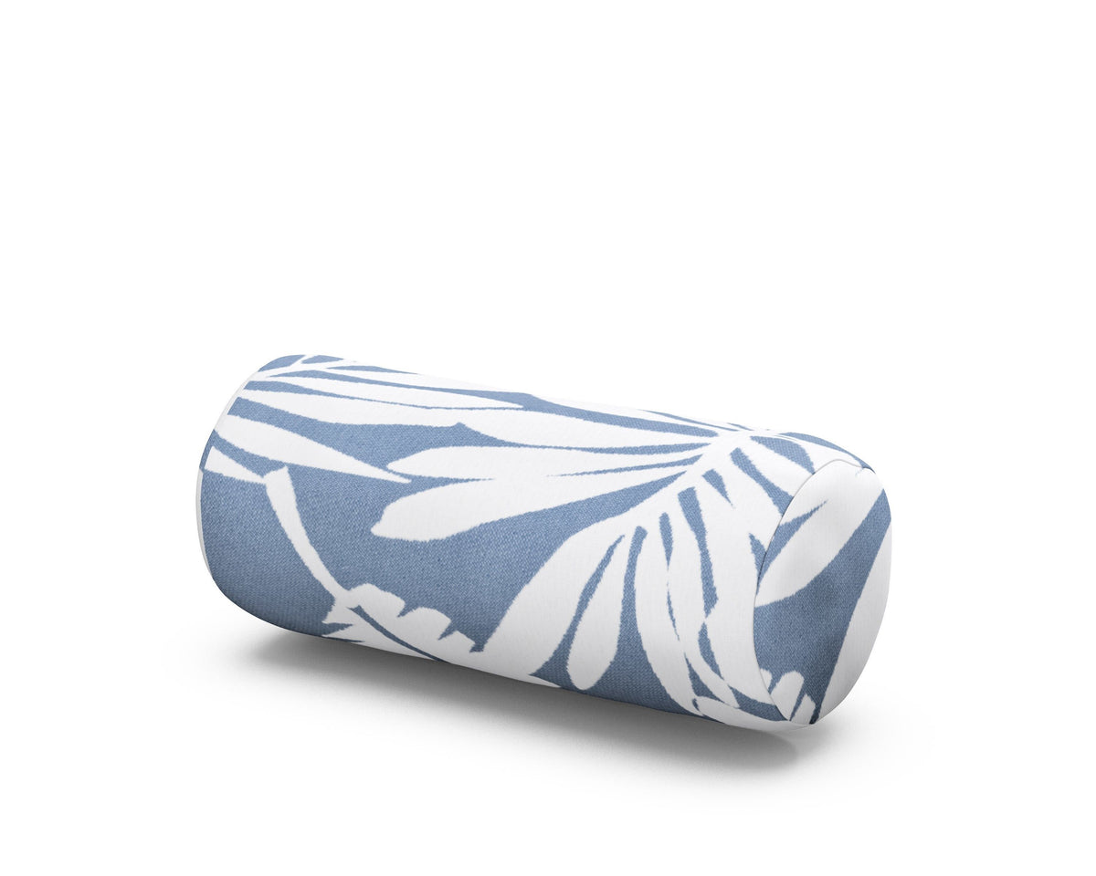 POLYWOOD Outdoor Bolster Pillow in Leaf Sky Blue