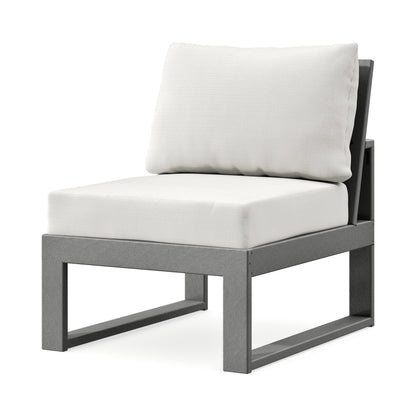POLYWOOD Modular Armless Chair in Slate Grey / Natural Linen