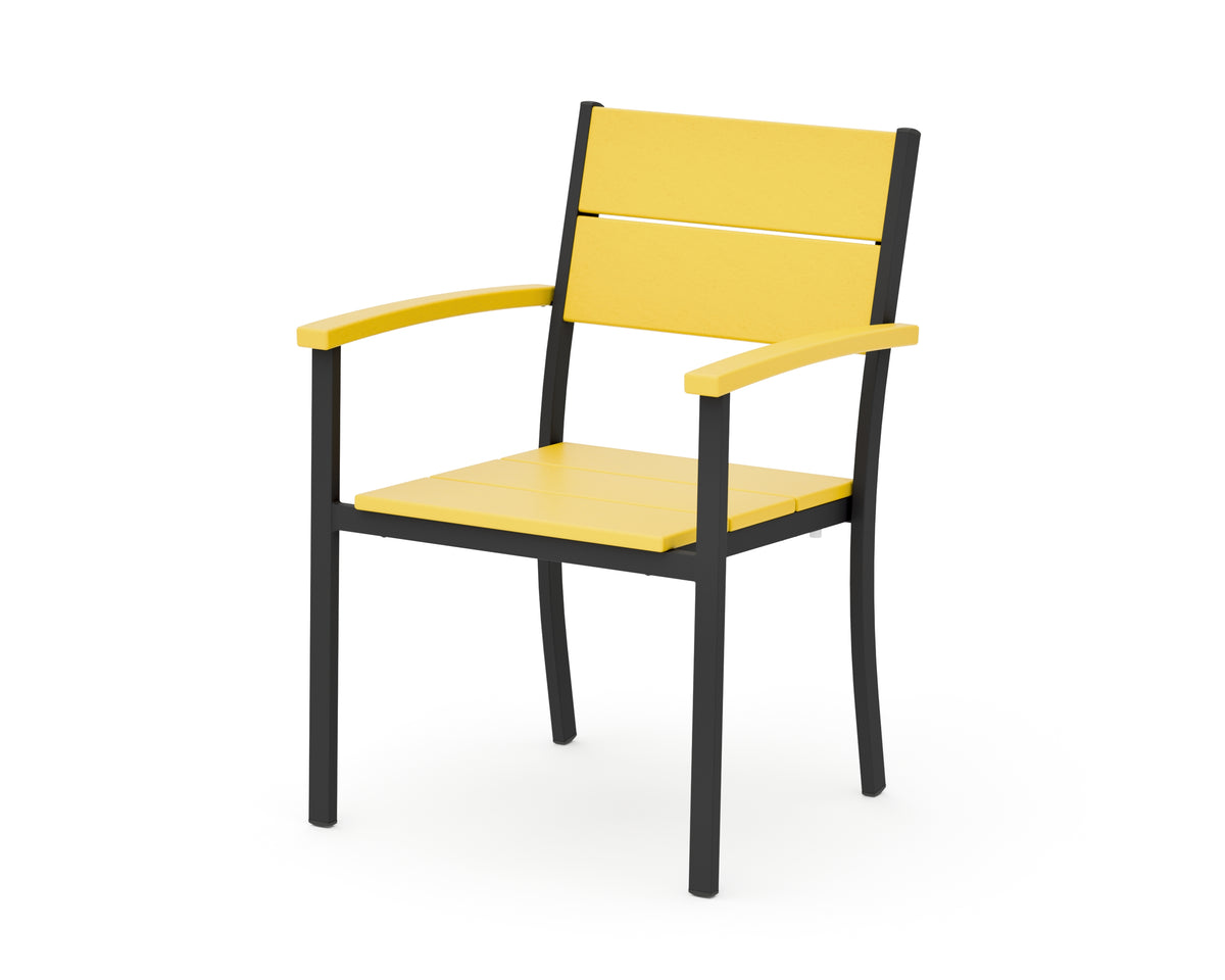 POLYWOOD Main Street Stacking Dining Arm Chair in Black / Lemon