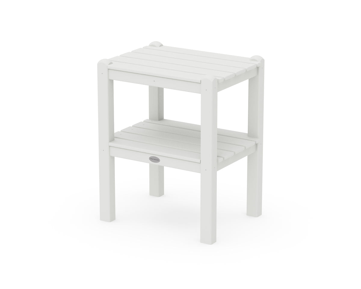 POLYWOOD Two Shelf Side Table in White