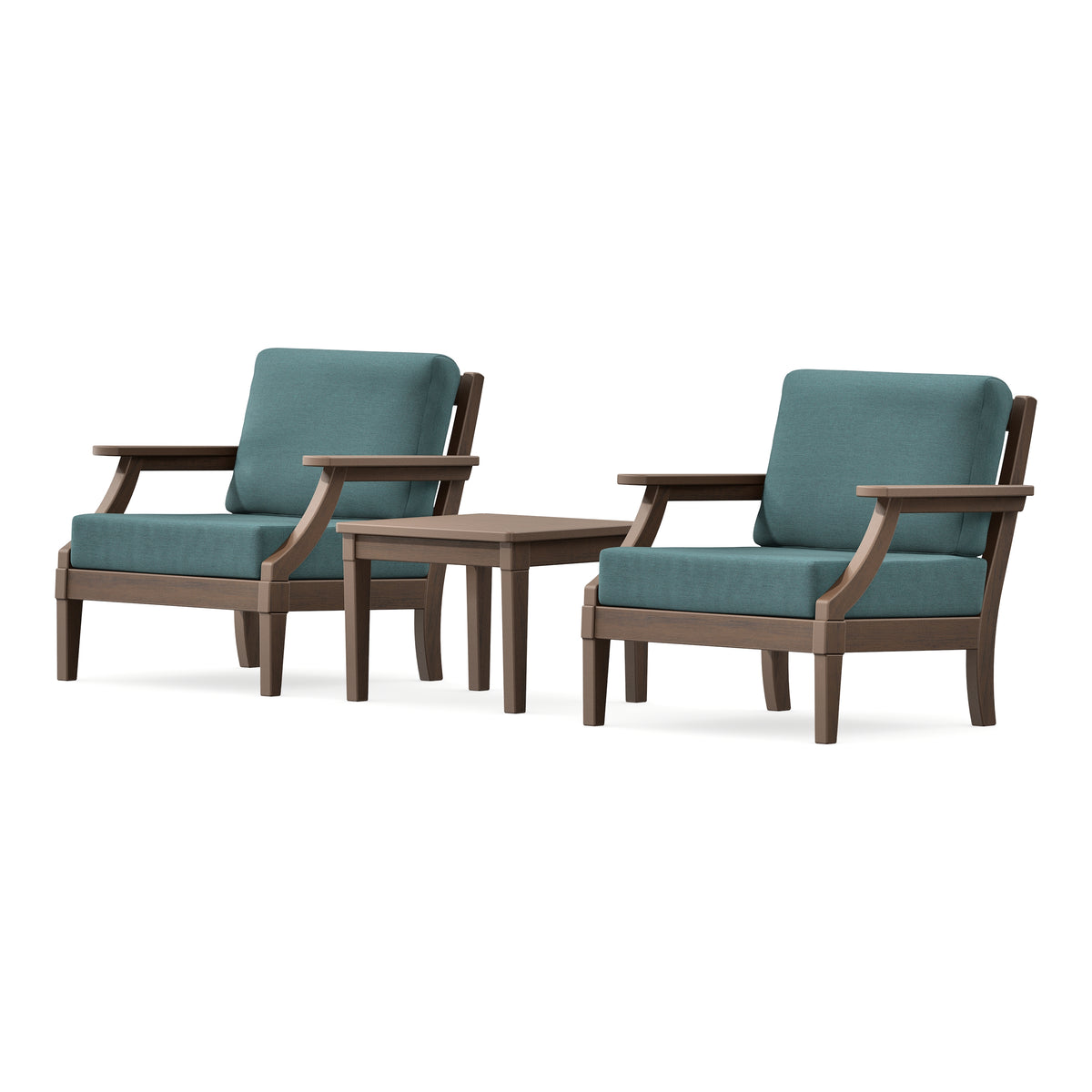 POLYWOOD PW Designer Series Estate 3-Piece Lounge Chair Set in Kona / Ocean Teal