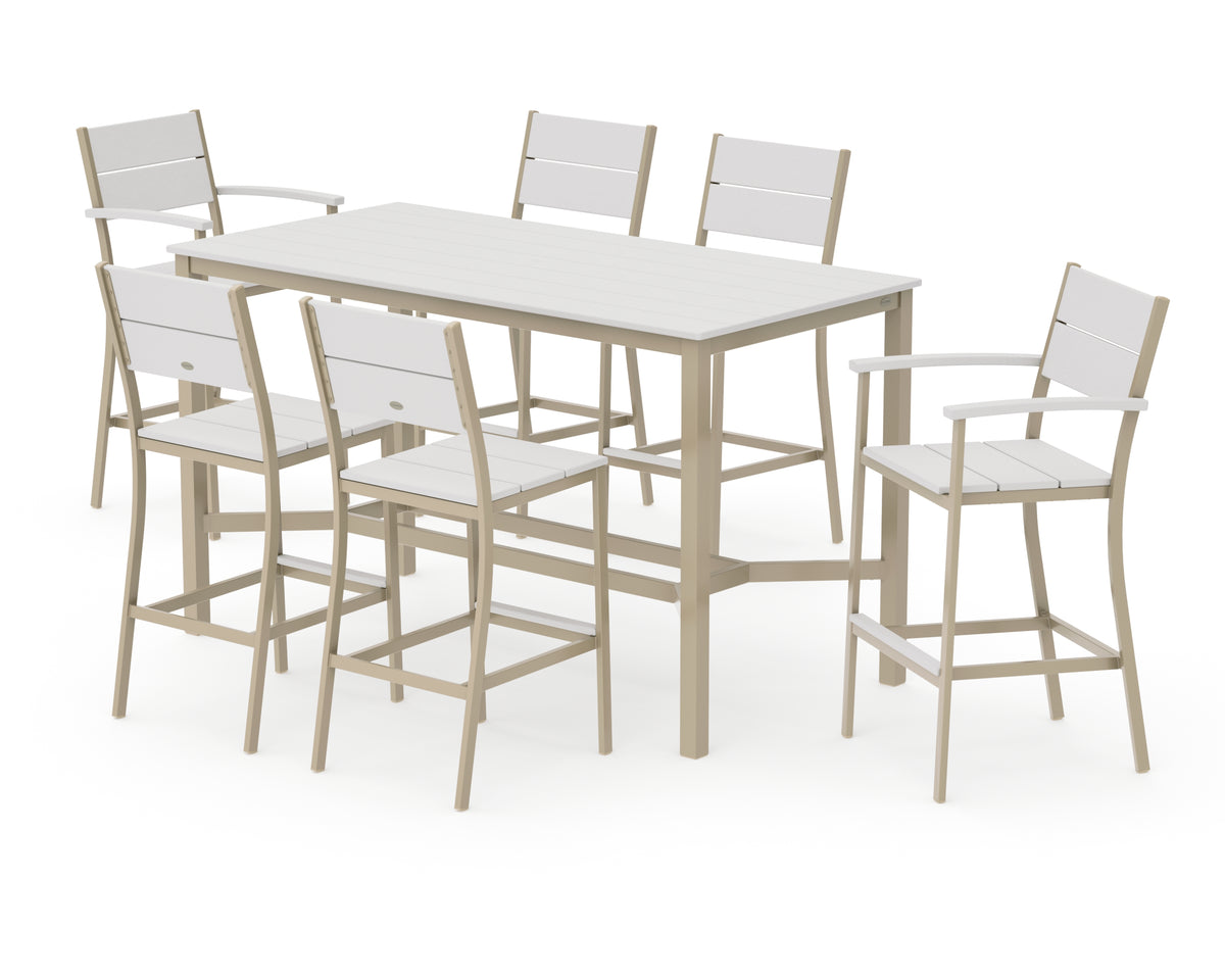 POLYWOOD Main Street 7-Piece Bar Set in Sand / Vintage White