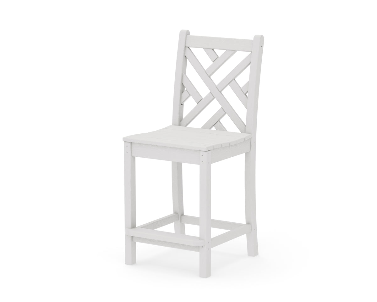 POLYWOOD Chippendale Counter Side Chair in Vintage White