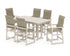POLYWOOD EDGE Woven Highback Arm Chair 7-Piece Farmhouse Counter Set in Sand / Dune Grass