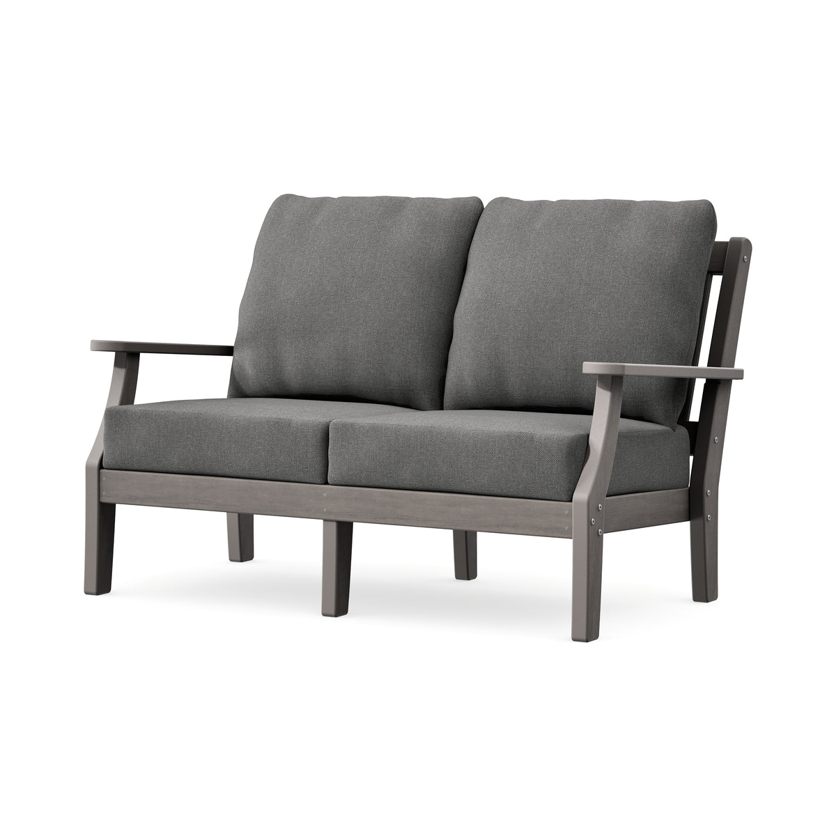 POLYWOOD Chinoiserie Deep Seating Loveseat in Driftwood / Ash Charcoal
