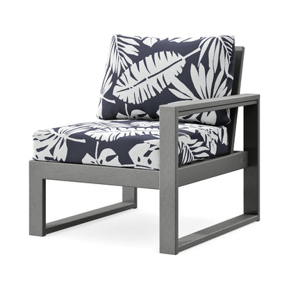 POLYWOOD EDGE Modular Right Arm Chair in Slate Grey / Leaf Navy