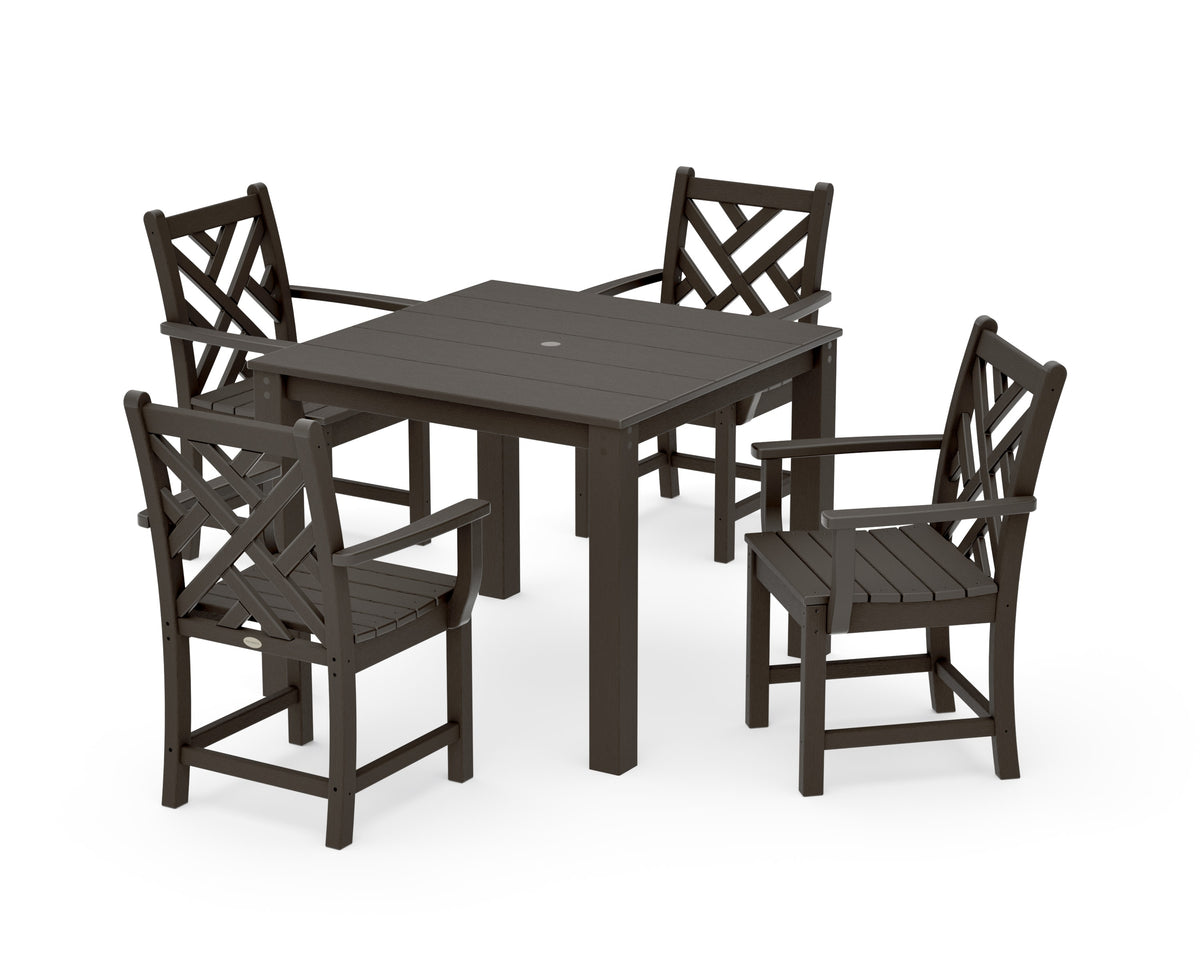 POLYWOOD Chippendale 5-Piece Parsons Dining Set in Vintage Coffee