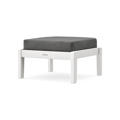POLYWOOD Chinoiserie Deep Seating Ottoman in White / Ash Charcoal