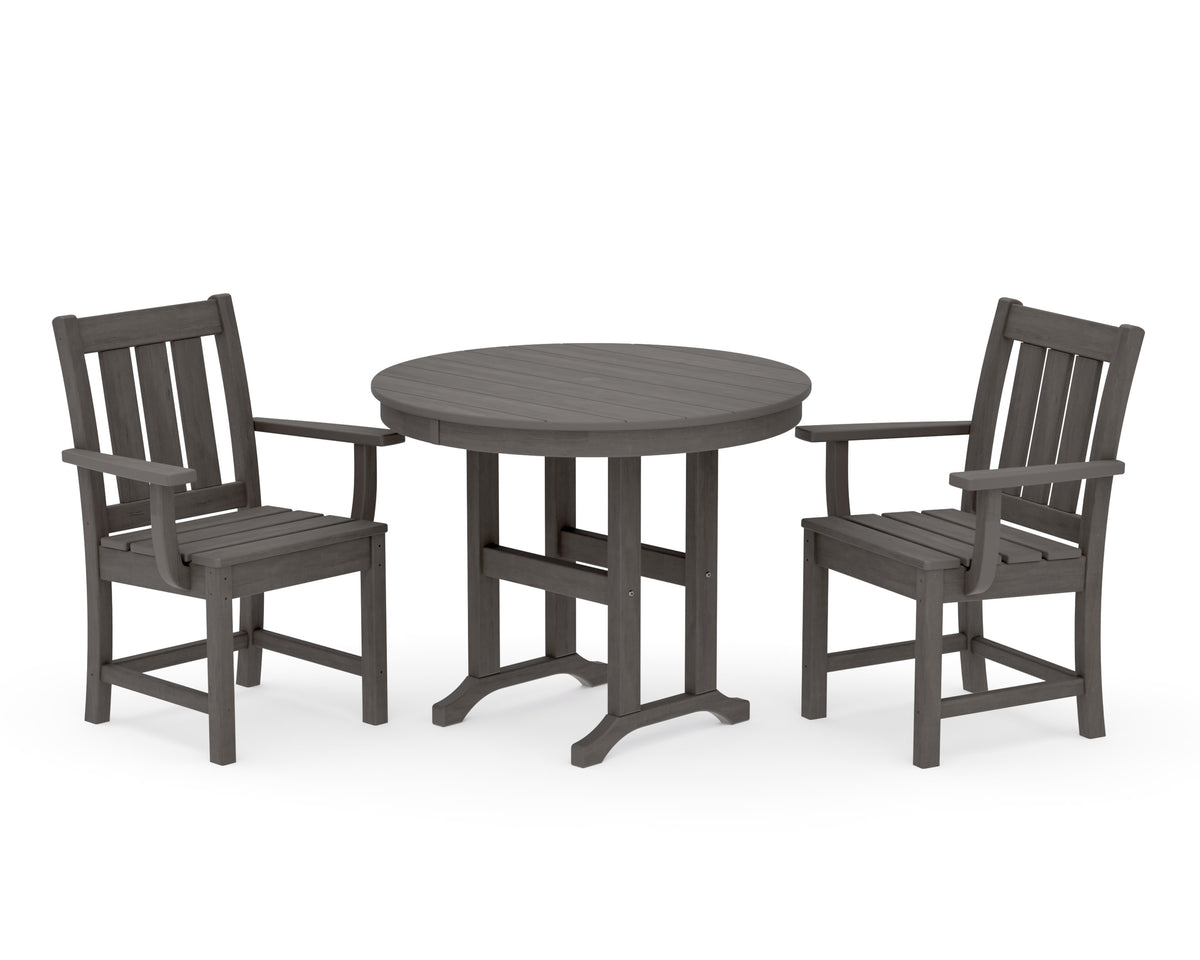 POLYWOOD Oxford 3-Piece Farmhouse Dining Set in Driftwood