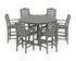 POLYWOOD Savannah 7-Piece Arm Chair Round Farmhouse Bar Set in Slate Grey