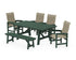 POLYWOOD Coastal Woven High-Back 6-Piece Rustic Farmhouse Dining Set with Bench in Green / Dune Grass