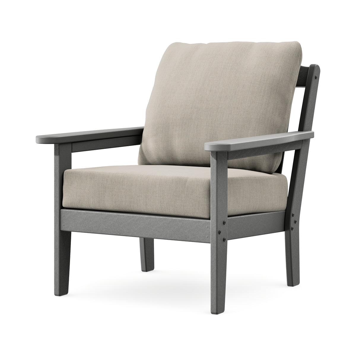 POLYWOOD Cottage Deep Seating Chair in Slate Grey / Cast Ash