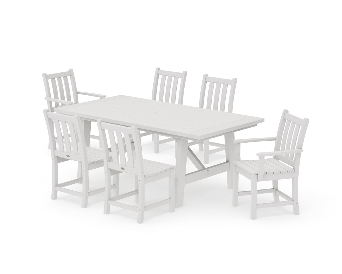 POLYWOOD Traditional Garden 7-Piece Rustic Farmhouse Dining Set in Vintage White