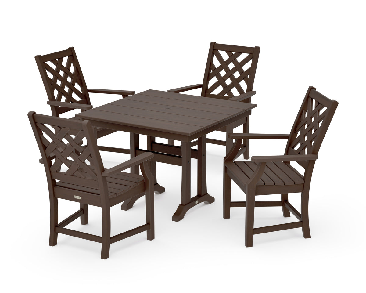 POLYWOOD Wovendale 5-Piece Farmhouse Dining Set with Trestle Legs in Kona