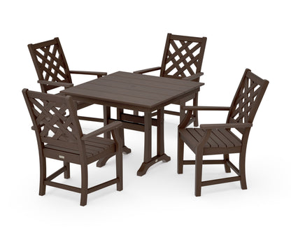 POLYWOOD Wovendale 5-Piece Farmhouse Dining Set with Trestle Legs in Kona