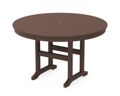 POLYWOOD 48" Round Farmhouse Dining Table in Mahogany