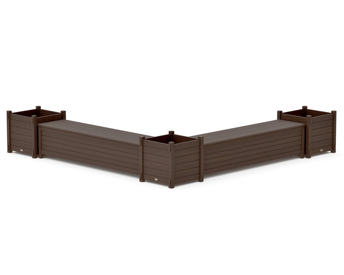 POLYWOOD 72" Nautical L-Shaped Planter Storage Bench Corner Set - Large in Kona