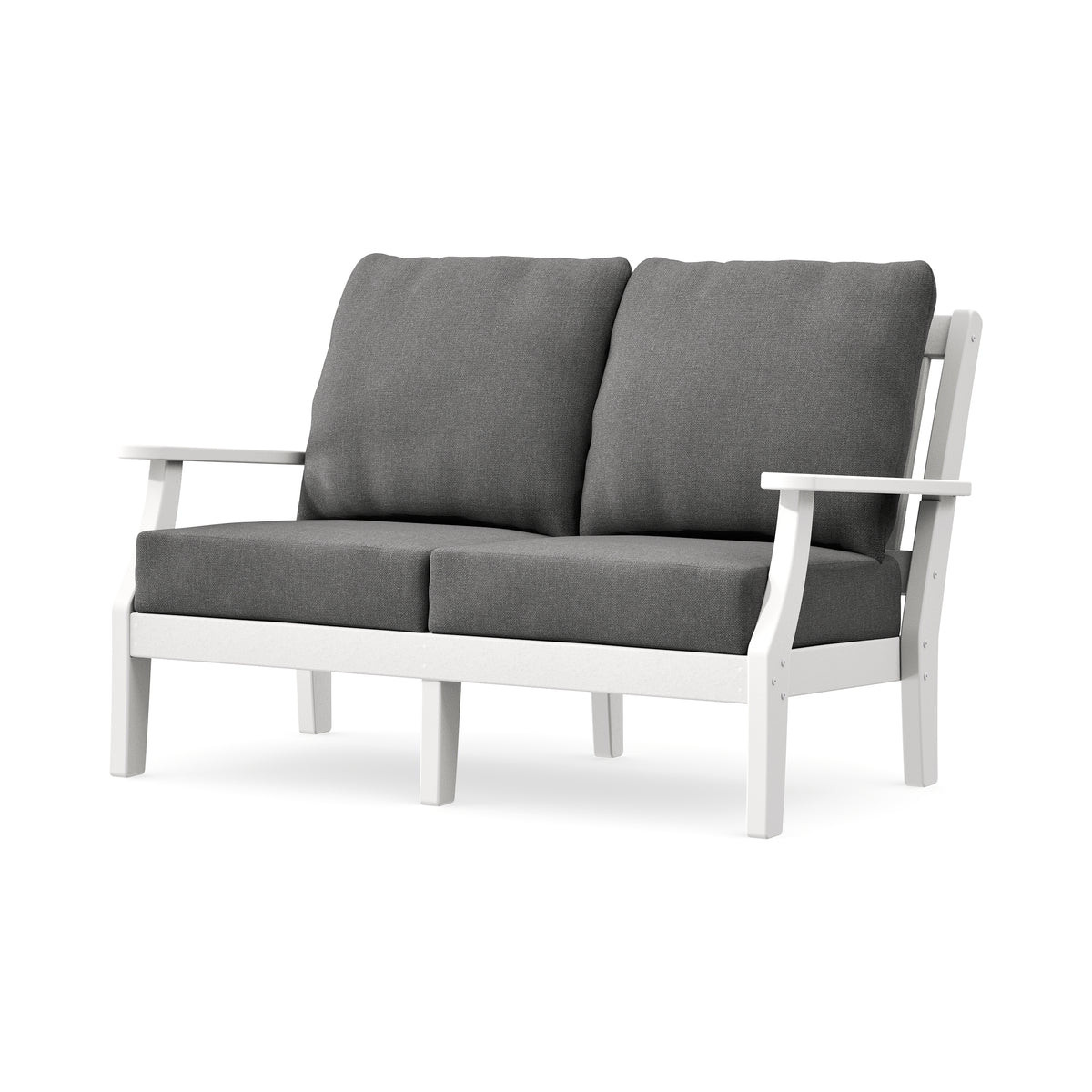 POLYWOOD Chinoiserie Deep Seating Loveseat in White / Ash Charcoal