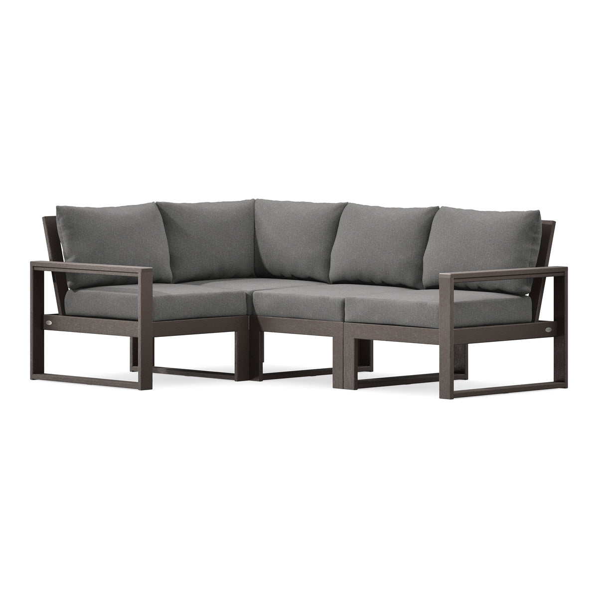 POLYWOOD EDGE 4-Piece Modular Deep Seating Set in Vintage Coffee