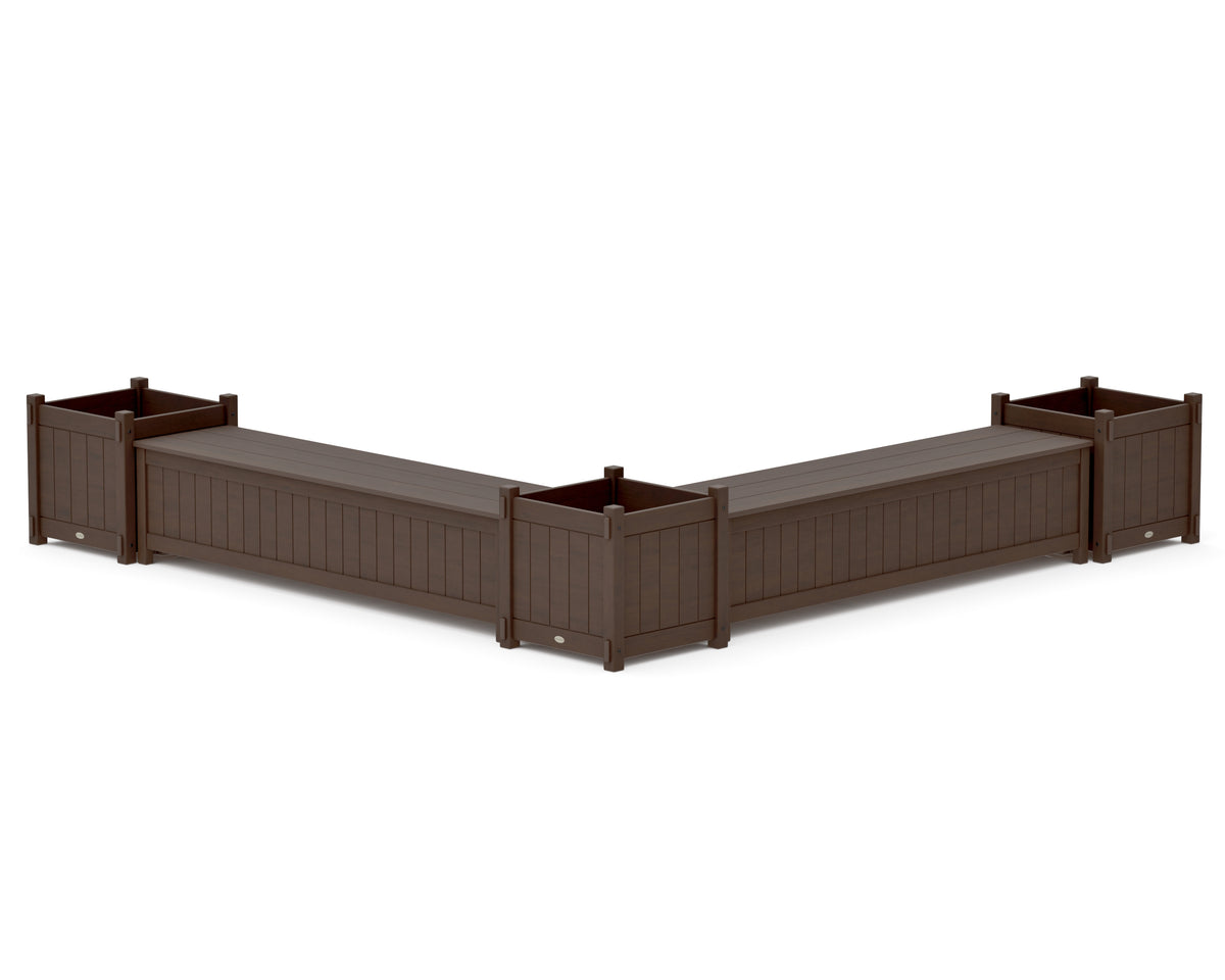 POLYWOOD 72" Vineyard L-Shaped Planter Storage Bench Corner Set - Large in Kona