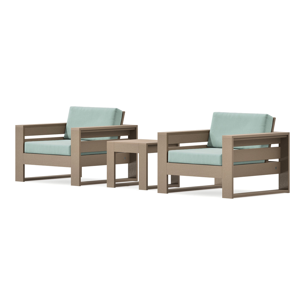 POLYWOOD PW Designer Series Latitude 3-Piece Lounge Chair Set in Vintage Sahara / Spa