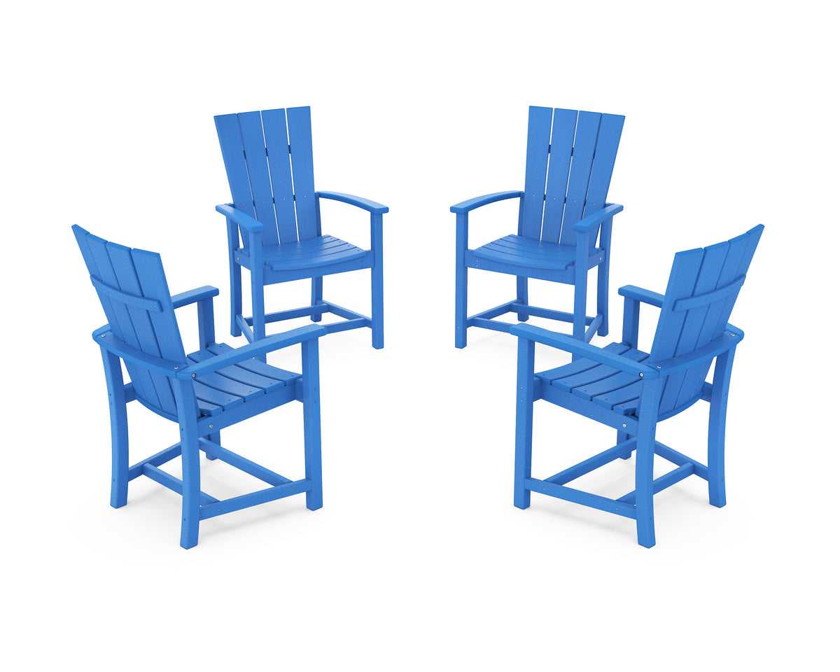 POLYWOOD Quattro 4-Piece Upright Adirondack Conversation Set in Pacific Blue