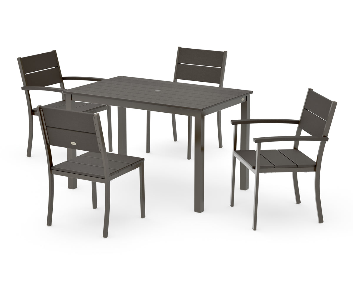 POLYWOOD Main Street 5-Piece Dining Set with Main Street 30 x 48 Dining Table in Bronze / Vintage Coffee