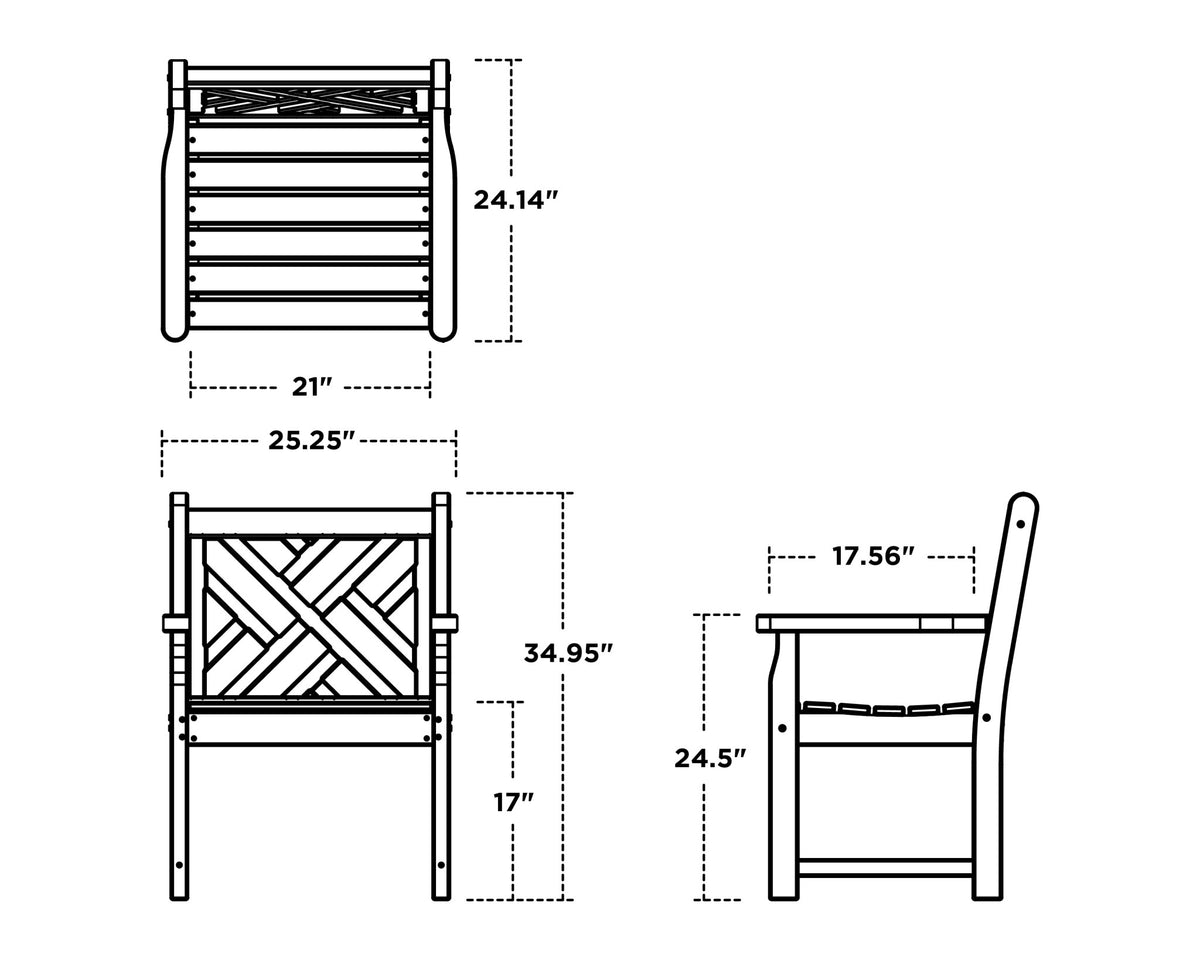 POLYWOOD Chippendale Garden Arm Chair dimensions