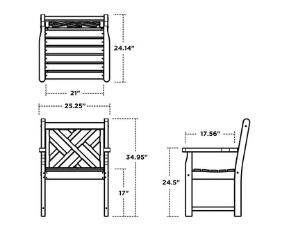 POLYWOOD Chippendale Garden Arm Chair dimensions