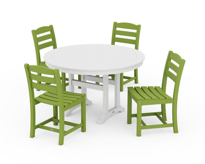 POLYWOOD La Casa Café 5-Piece Side Chair Dining Set - 48" Table in Lime / White