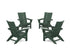 POLYWOOD 4-Piece Modern Grand Adirondack Chair Conversation Set in Green