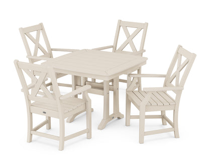 POLYWOOD Braxton 5-Piece Dining Set with Trestle Legs - 37" Table in Sand