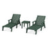 POLYWOOD Captain Chaise 3-Piece Set with Arms in Green