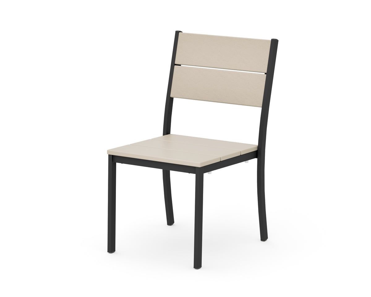 POLYWOOD Main Street Stacking Dining Side Chair in Black / Sand