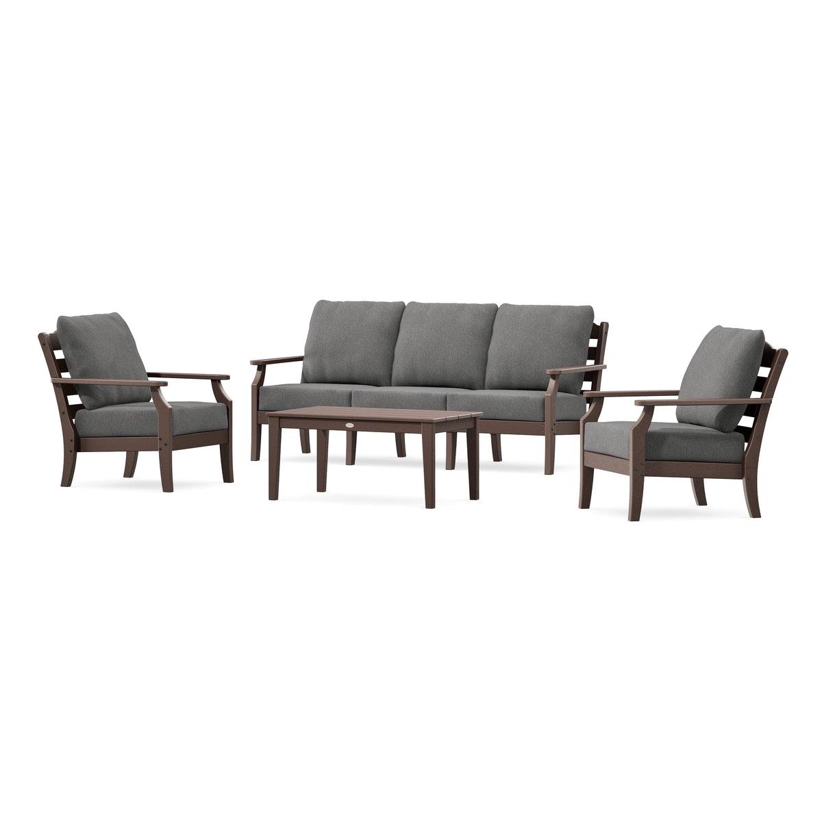 POLYWOOD Savannah 4-Piece Deep Seating Set with Sofa in Mahogany