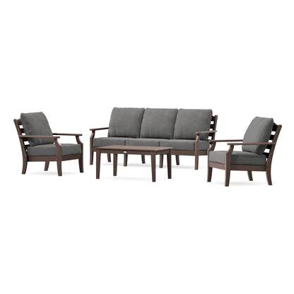 POLYWOOD Savannah 4-Piece Deep Seating Set with Sofa in Mahogany