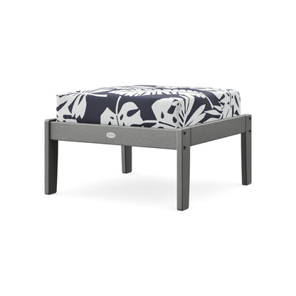 POLYWOOD Braxton Deep Seating Ottoman in Slate Grey / Leaf Navy