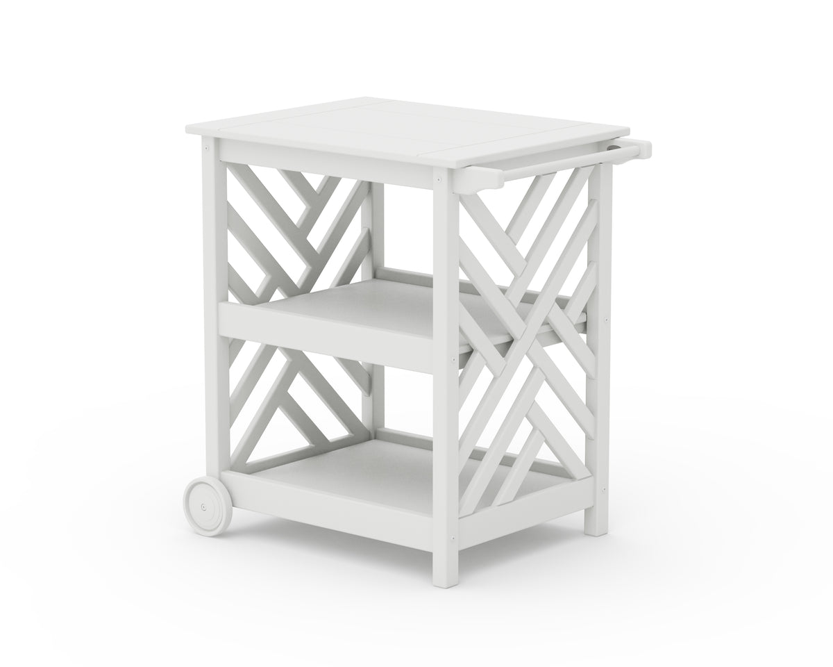 POLYWOOD Chippendale Bar Cart in White