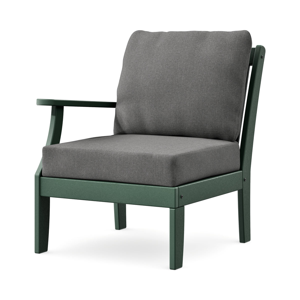 POLYWOOD Braxton Modular Left Arm Chair in Green / Ash Charcoal