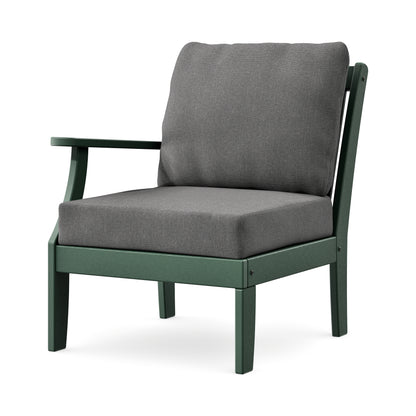 POLYWOOD Braxton Modular Left Arm Chair in Green / Ash Charcoal