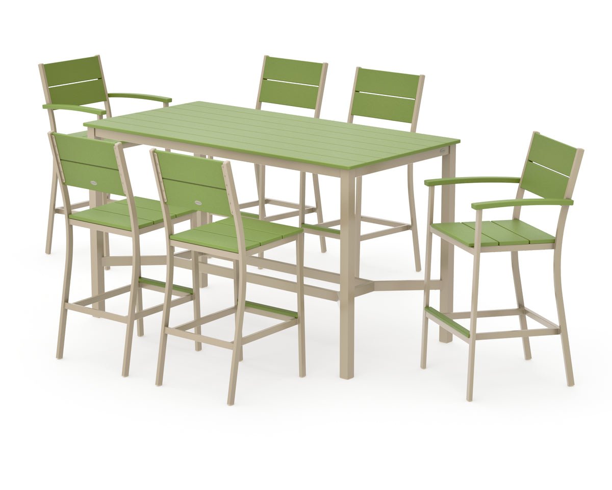 POLYWOOD Main Street 7-Piece Bar Set in Sand / Lime
