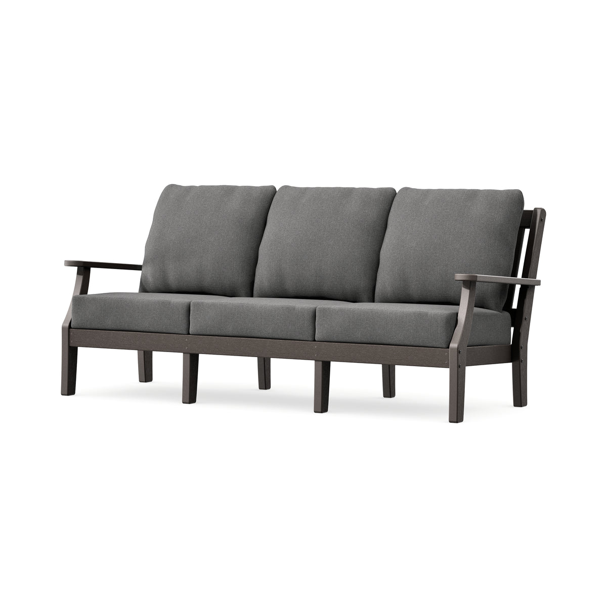 POLYWOOD Chinoiserie Deep Seating Sofa in Vintage Coffee / Ash Charcoal